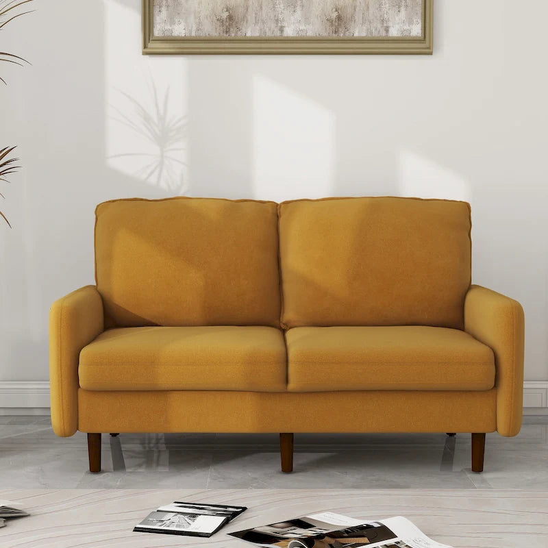 57" Modern Velvet Loveseat Sofa - White, Ginger, or Blue