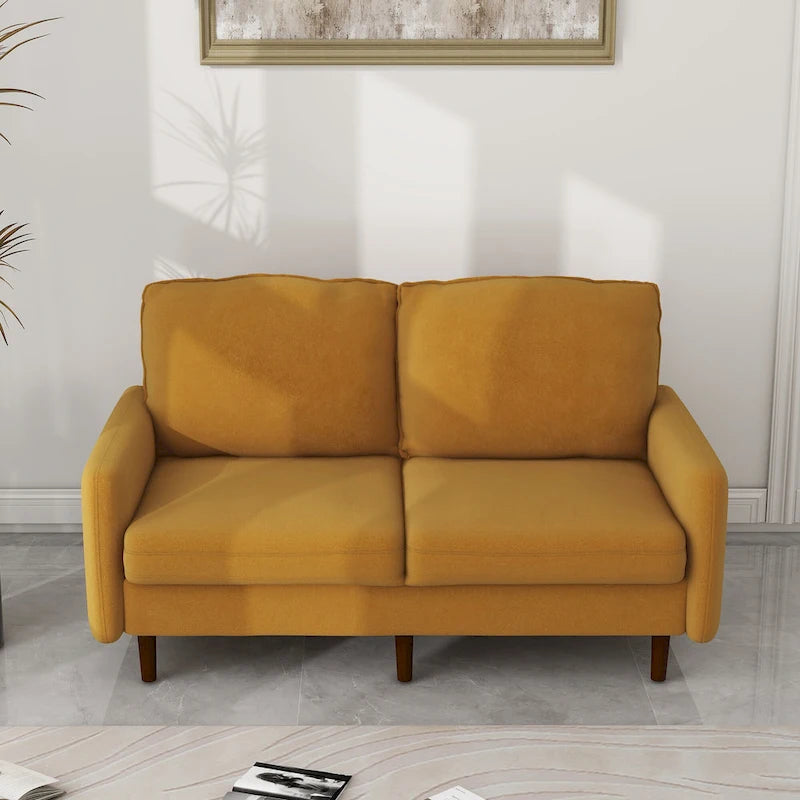57" Modern Velvet Loveseat Sofa - White, Ginger, or Blue