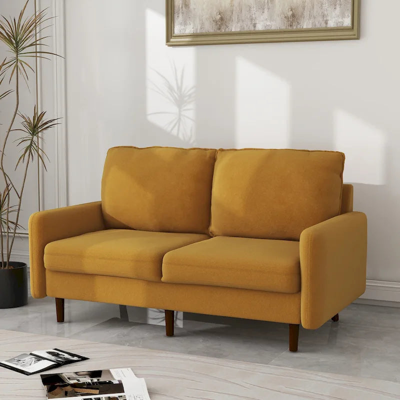 57" Modern Velvet Loveseat Sofa - White, Ginger, or Blue