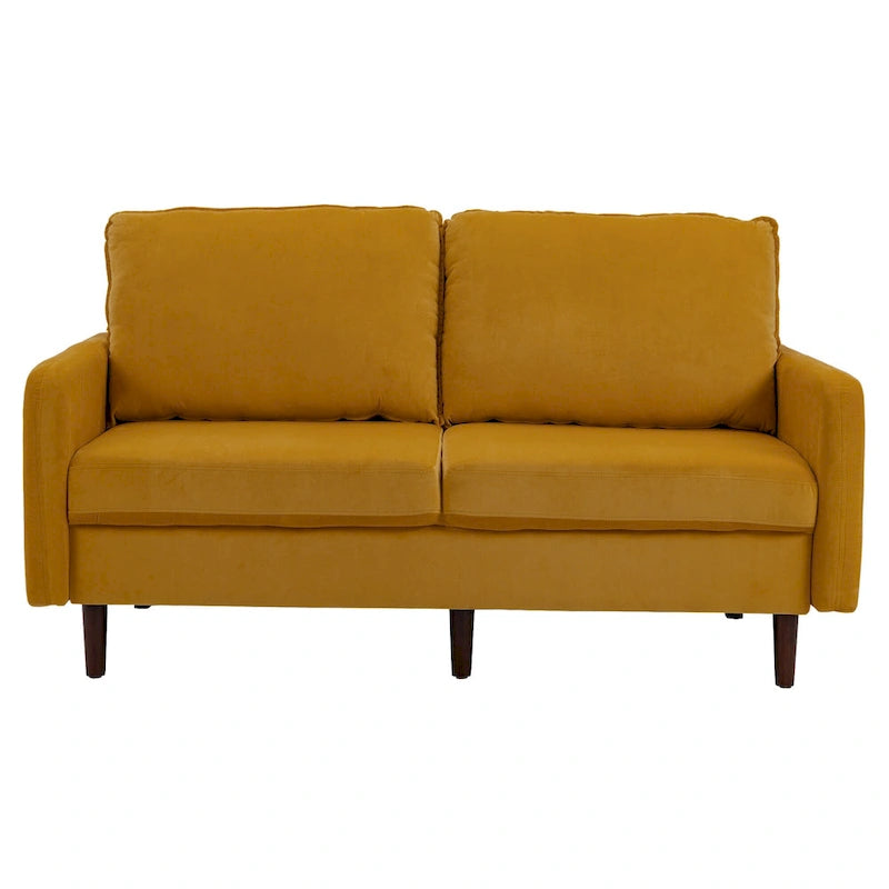 57" Modern Velvet Loveseat Sofa - White, Ginger, or Blue