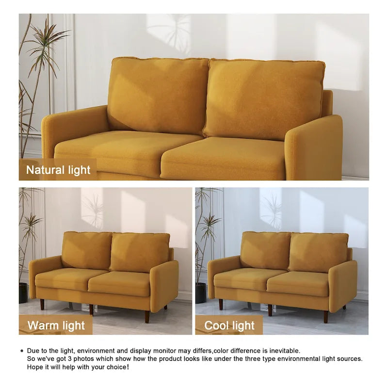 57" Modern Velvet Loveseat Sofa - White, Ginger, or Blue