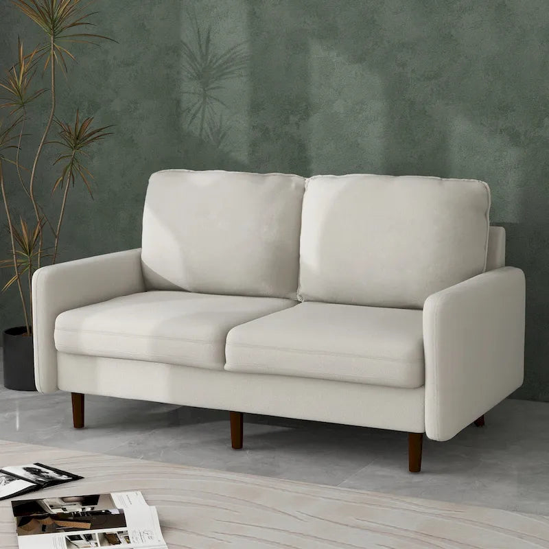 57" Modern Velvet Loveseat Sofa - White, Ginger, or Blue