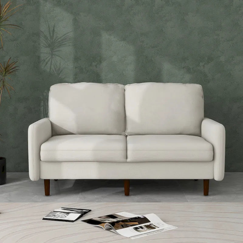 57" Modern Velvet Loveseat Sofa - White, Ginger, or Blue