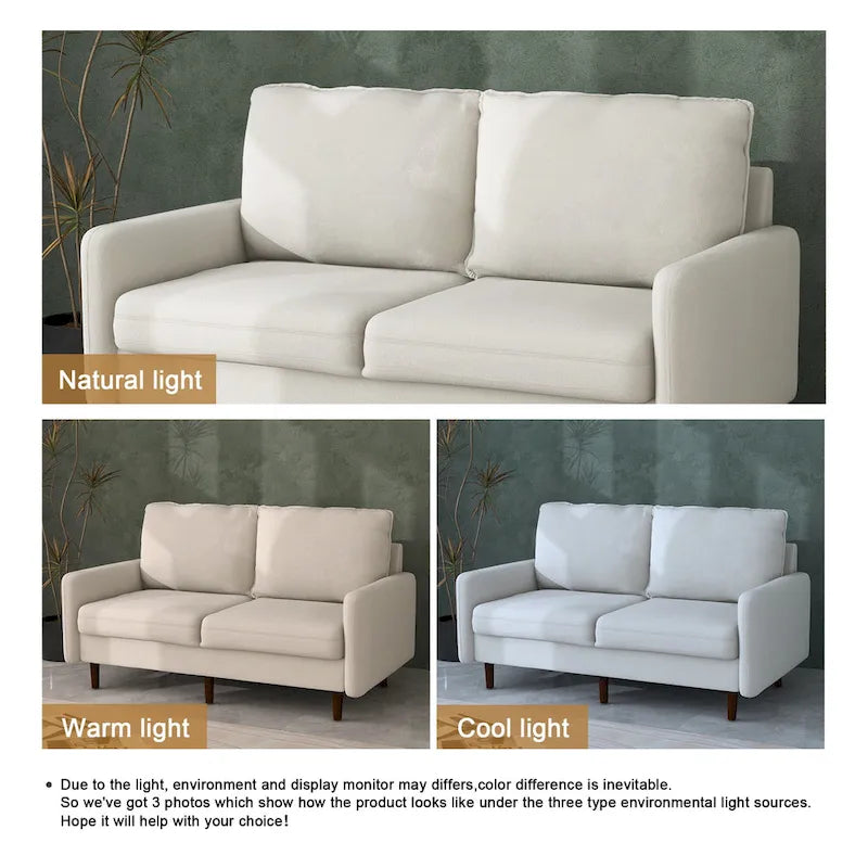 57" Modern Velvet Loveseat Sofa - White, Ginger, or Blue