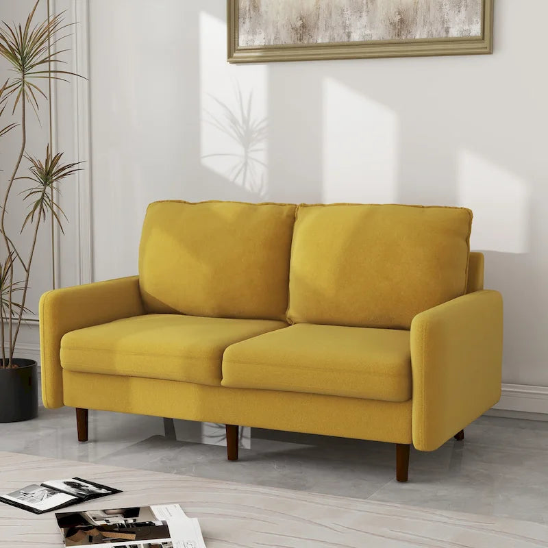 57" Modern Velvet Loveseat Sofa - White, Ginger, or Blue