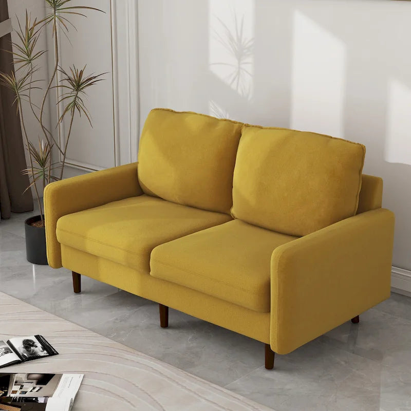 57" Modern Velvet Loveseat Sofa - White, Ginger, or Blue