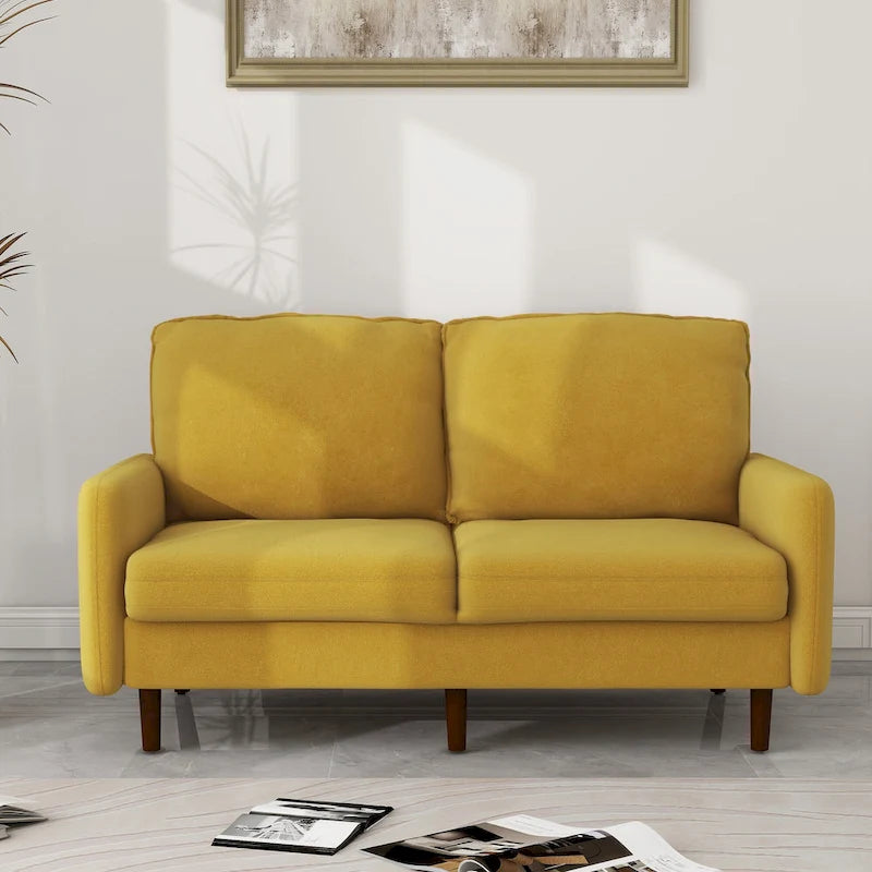 57" Modern Velvet Loveseat Sofa - White, Ginger, or Blue