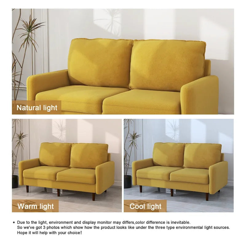 57" Modern Velvet Loveseat Sofa - White, Ginger, or Blue