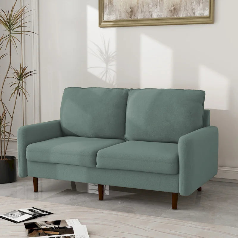 57" Modern Velvet Loveseat Sofa - White, Ginger, or Blue