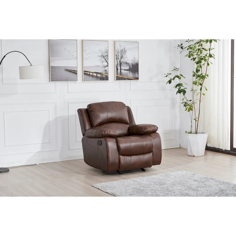Bonded Leather Manual Reclining Single Seat Recliner Glider Chair