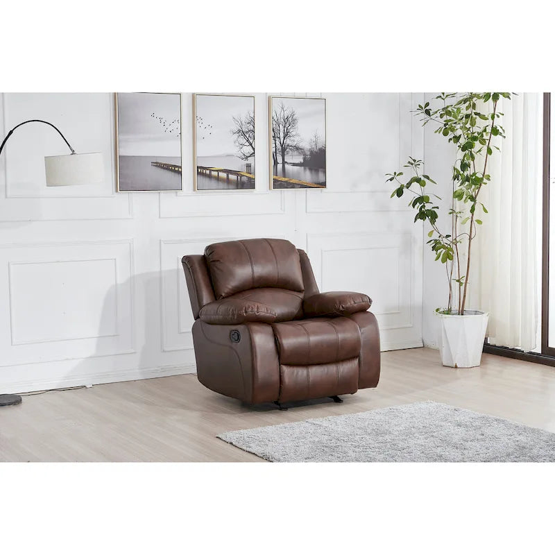 Bonded Leather Manual Reclining Single Seat Recliner Glider Chair