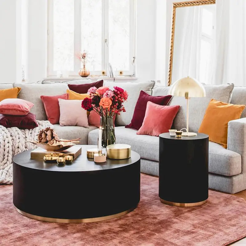 Marble-Look Fully Assembled Round Side Coffee Table