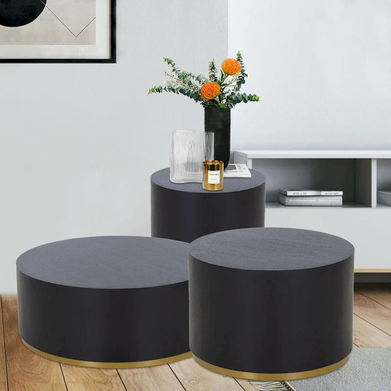 Marble-Look Fully Assembled Round Side Coffee Table