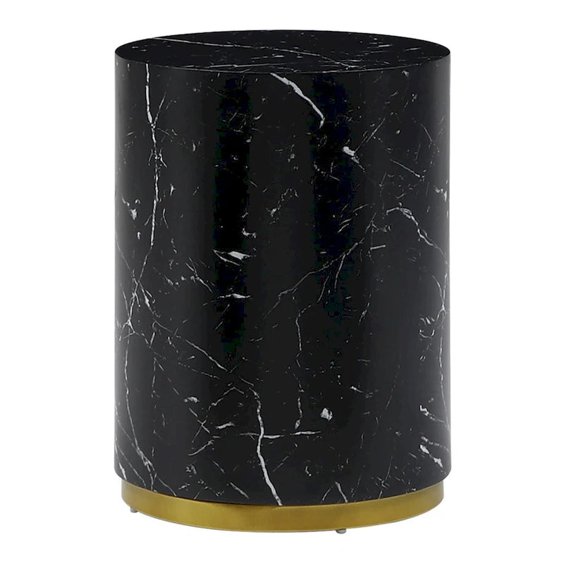 Marble-Look Fully Assembled Round Side Coffee Table