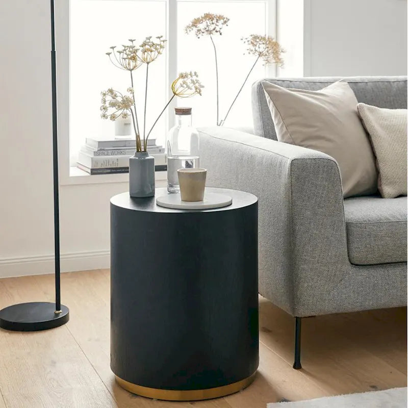Marble-Look Fully Assembled Round Side Coffee Table