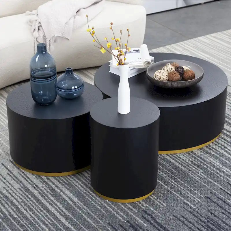 Marble-Look Fully Assembled Round Side Coffee Table