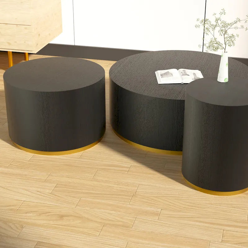 Marble-Look Fully Assembled Round Side Coffee Table
