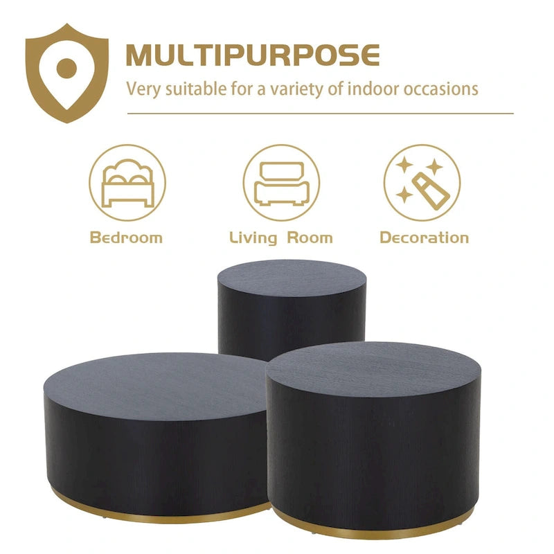 Marble-Look Fully Assembled Round Side Coffee Table