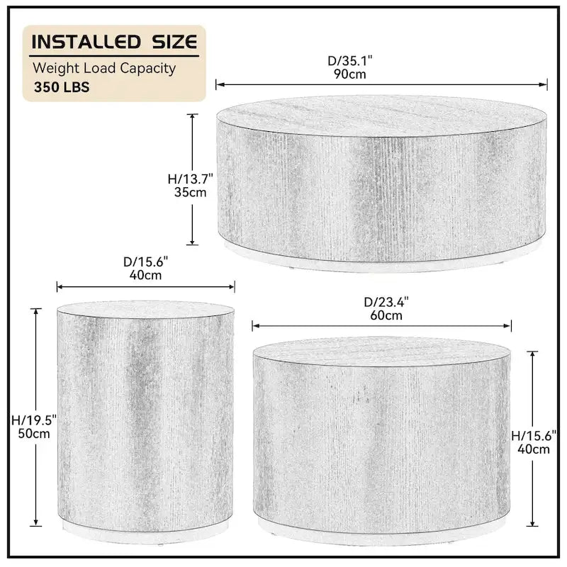 Marble-Look Fully Assembled Round Side Coffee Table