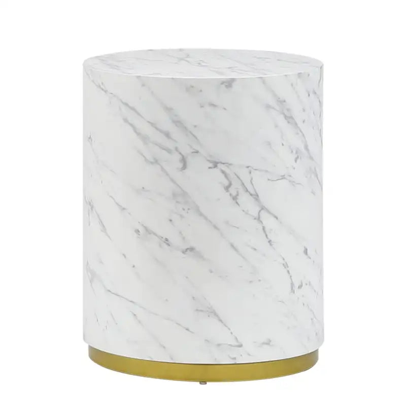 Marble-Look Fully Assembled Round Side Coffee Table