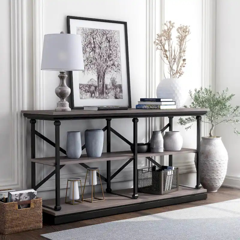 Transitional 59-inch 2-Shelf Console Table