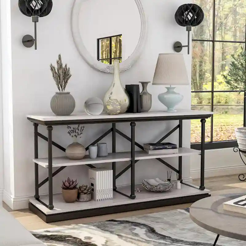 Transitional 59-inch 2-Shelf Console Table