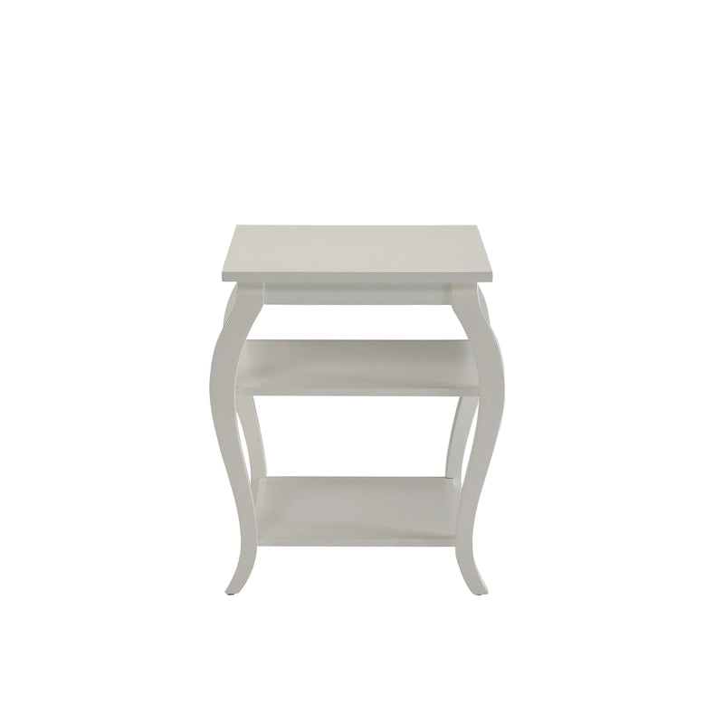 23" Black Wood Bow Leg End Table with Two Shelves - 20"W x 18"D x 23"H