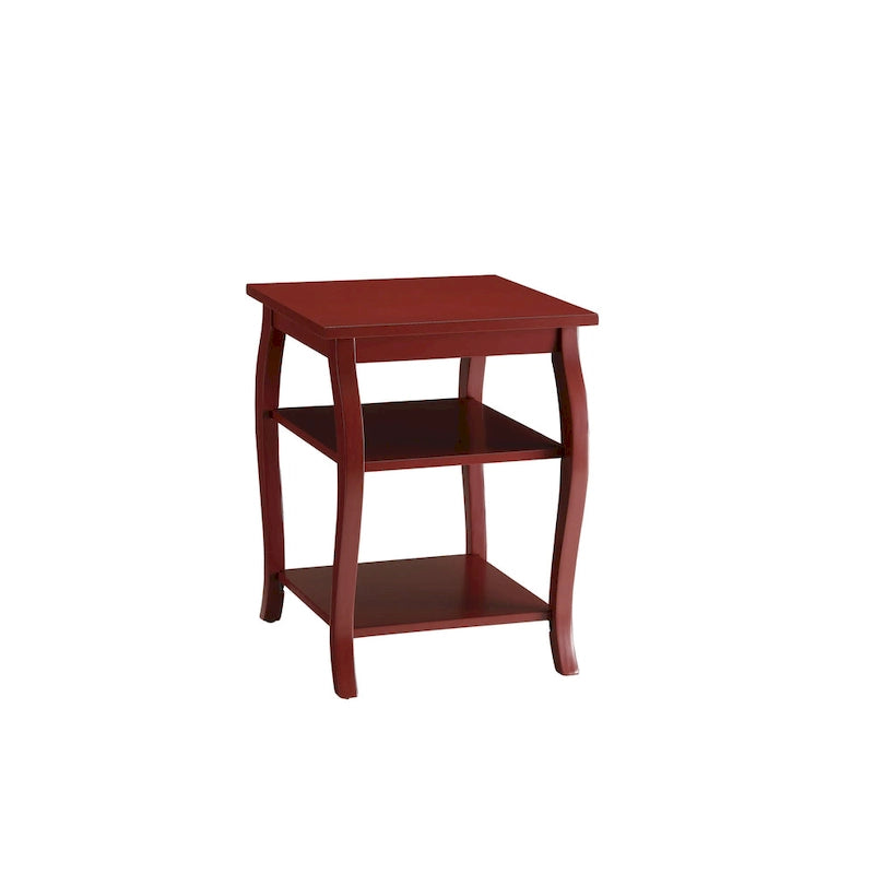 23" Black Wood Bow Leg End Table with Two Shelves - 20"W x 18"D x 23"H