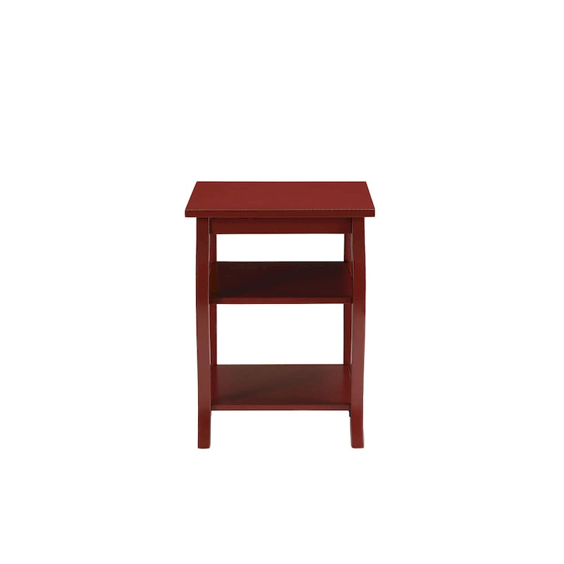 23" Black Wood Bow Leg End Table with Two Shelves - 20"W x 18"D x 23"H