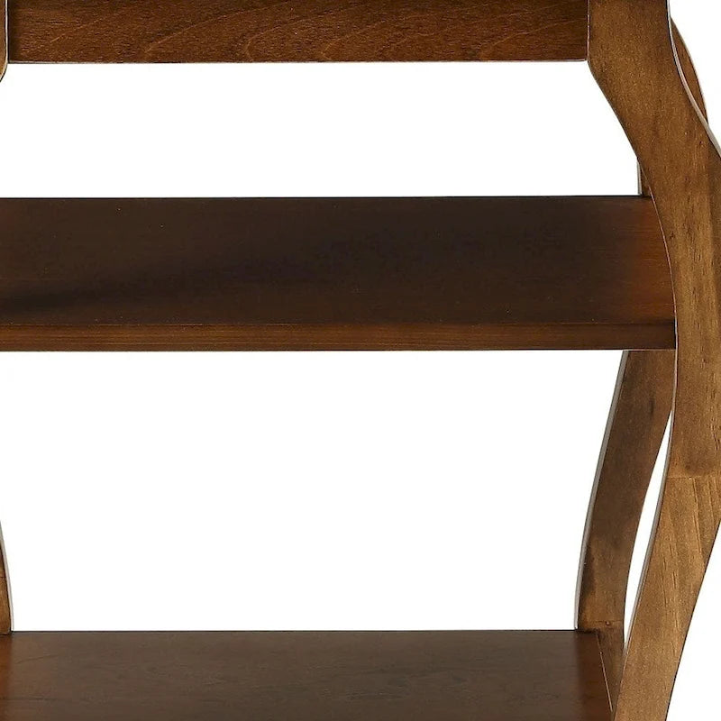 23" Black Wood Bow Leg End Table with Two Shelves - 20"W x 18"D x 23"H