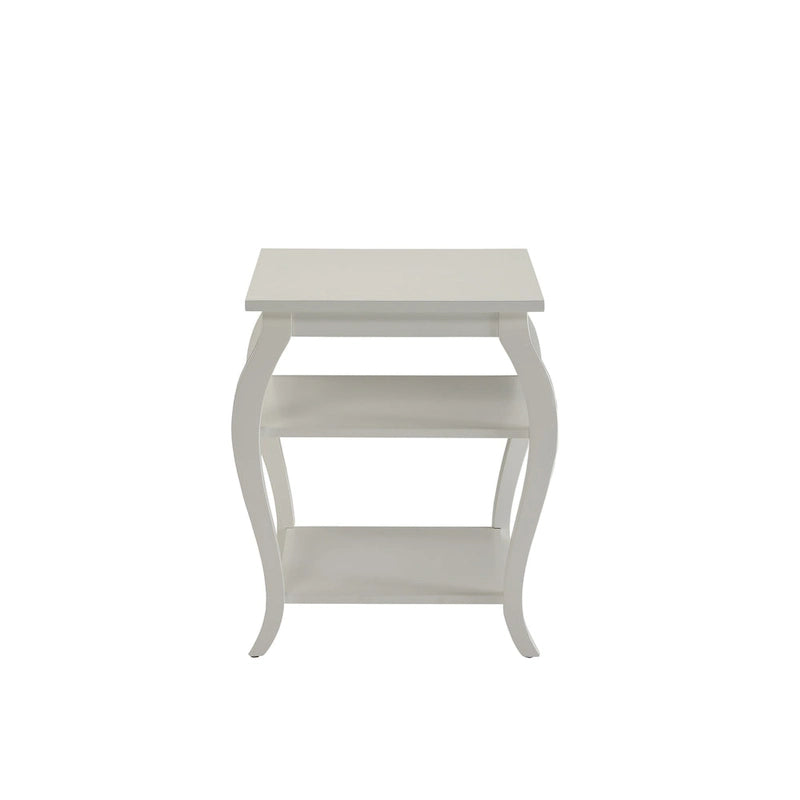 23" Black Wood Bow Leg End Table with Two Shelves - 20"W x 18"D x 23"H