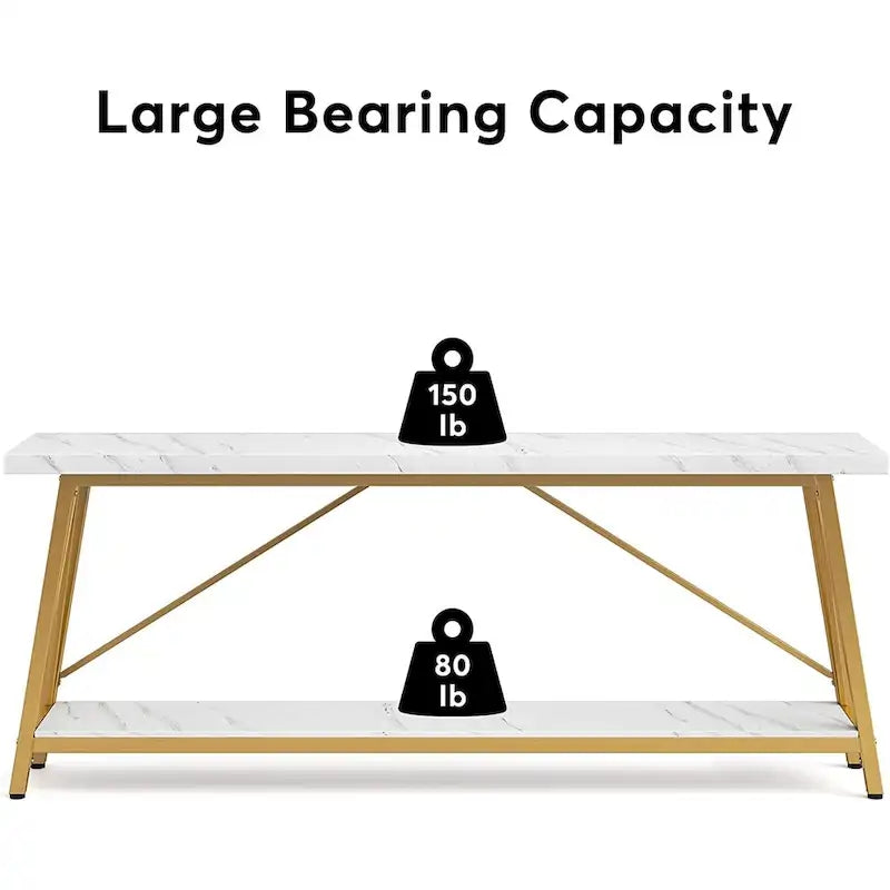 70.9" Extra Long Industrial Sofa Table with 2-Tier Shelves
