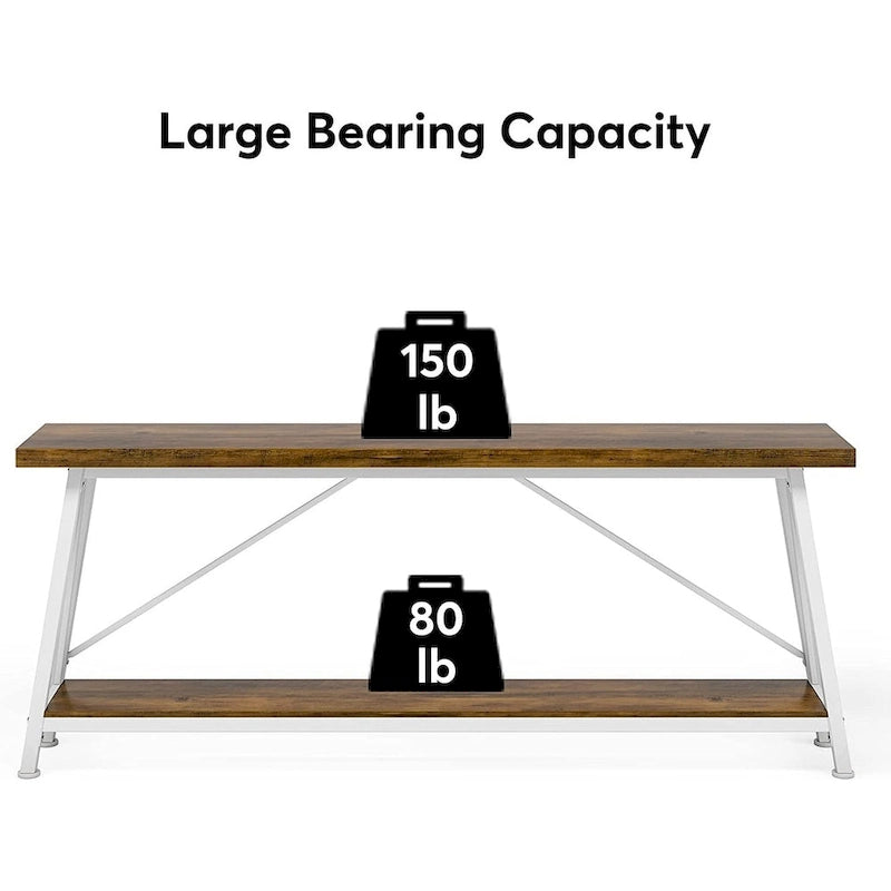 70.9" Extra Long Industrial Sofa Table with 2-Tier Shelves