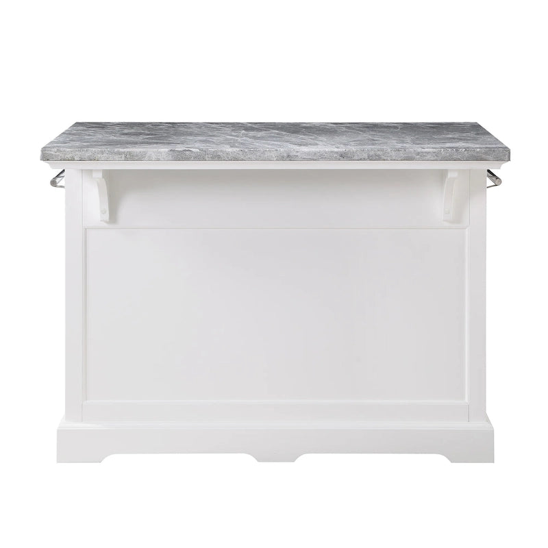 Kitchen Island with Marble Top, Stemware Storage & Wine Rack