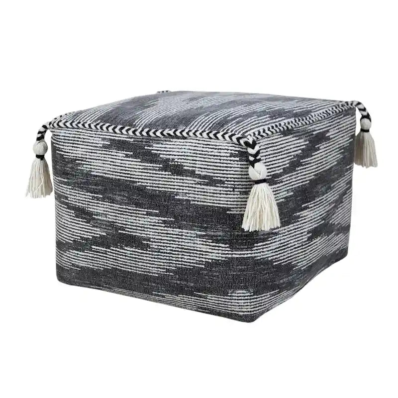 Gray Modern Geometric Pouf Ottoman
