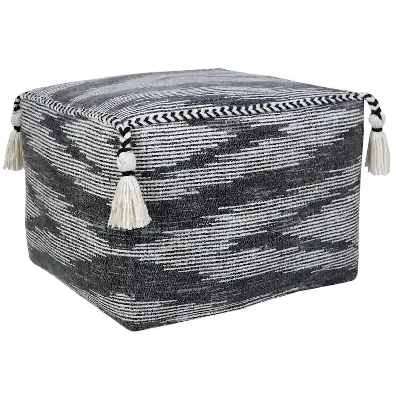 Gray Modern Geometric Pouf Ottoman