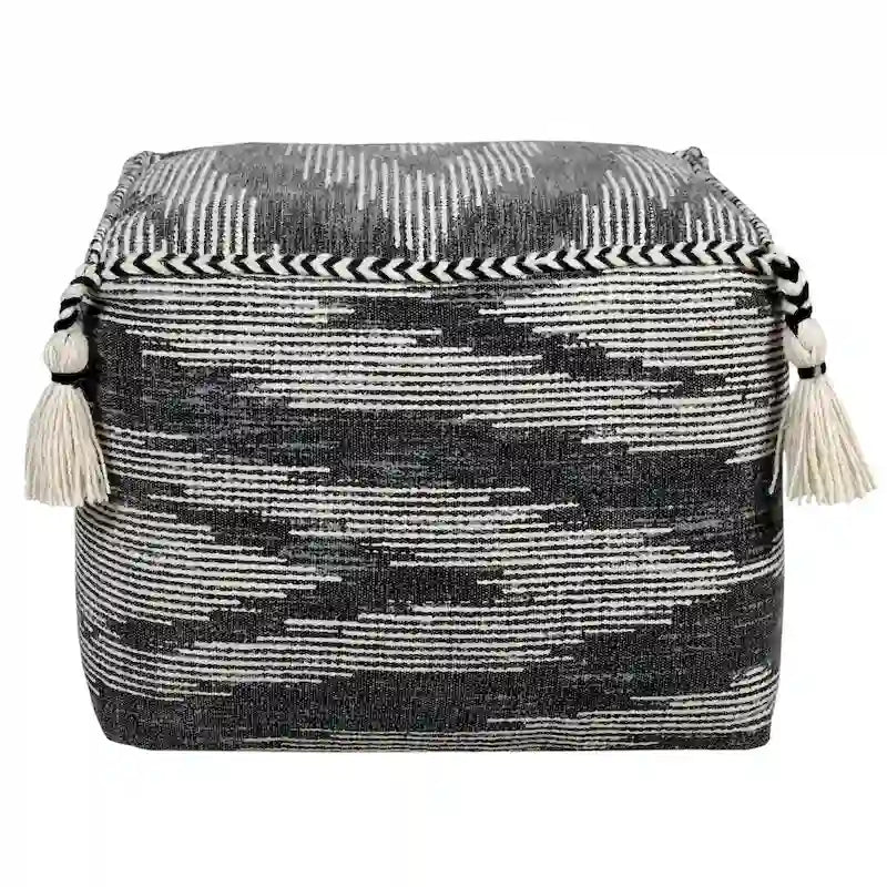 Gray Modern Geometric Pouf Ottoman