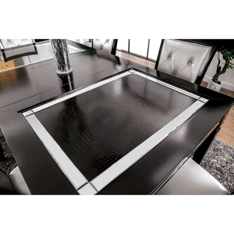 Contemporary Black 84-inch Glass Top Dining Table