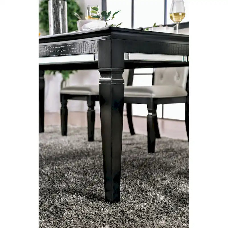 Contemporary Black 84-inch Glass Top Dining Table