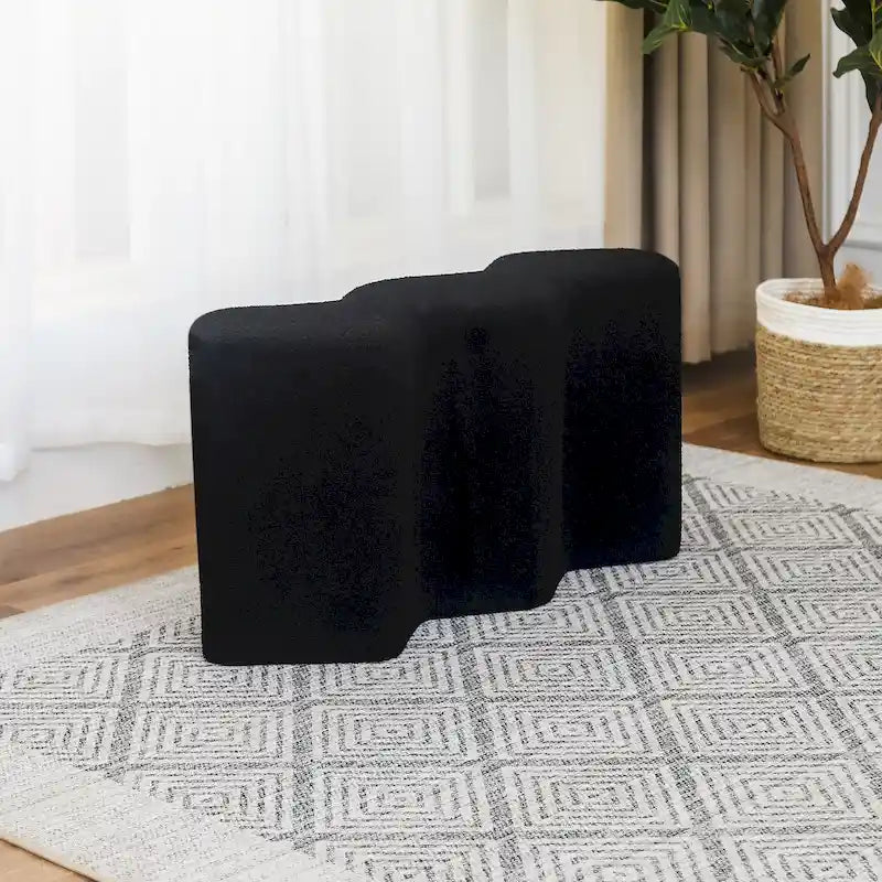35" Velvet Polygon Ottoman Bench Foot Stool