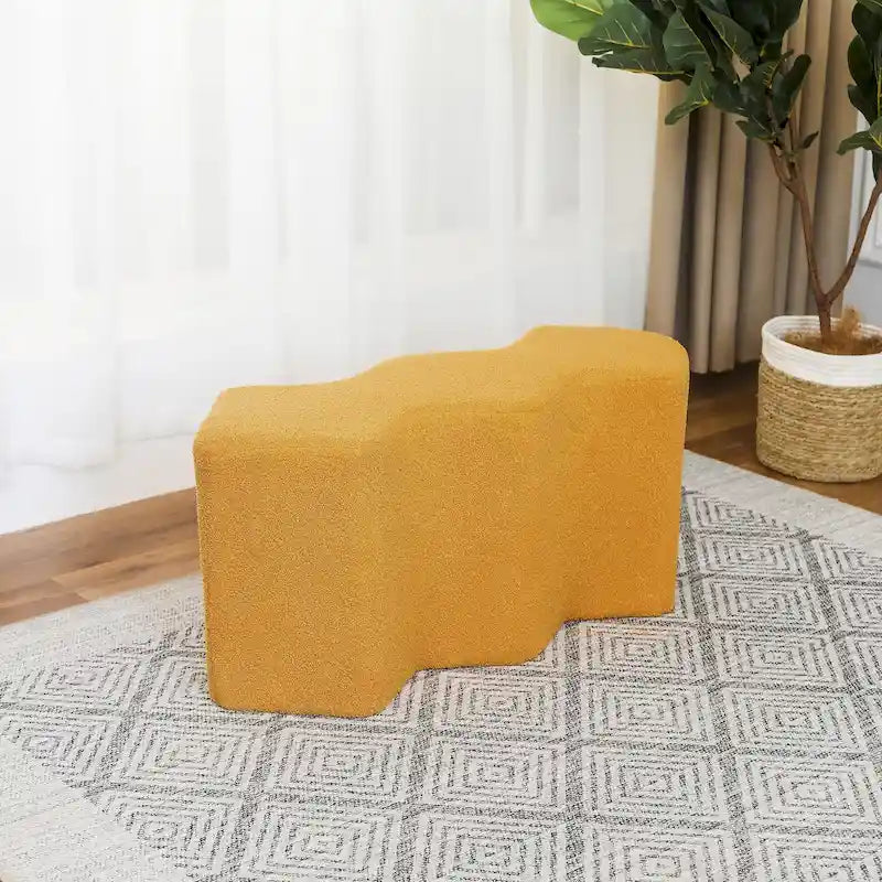 35" Velvet Polygon Ottoman Bench Foot Stool