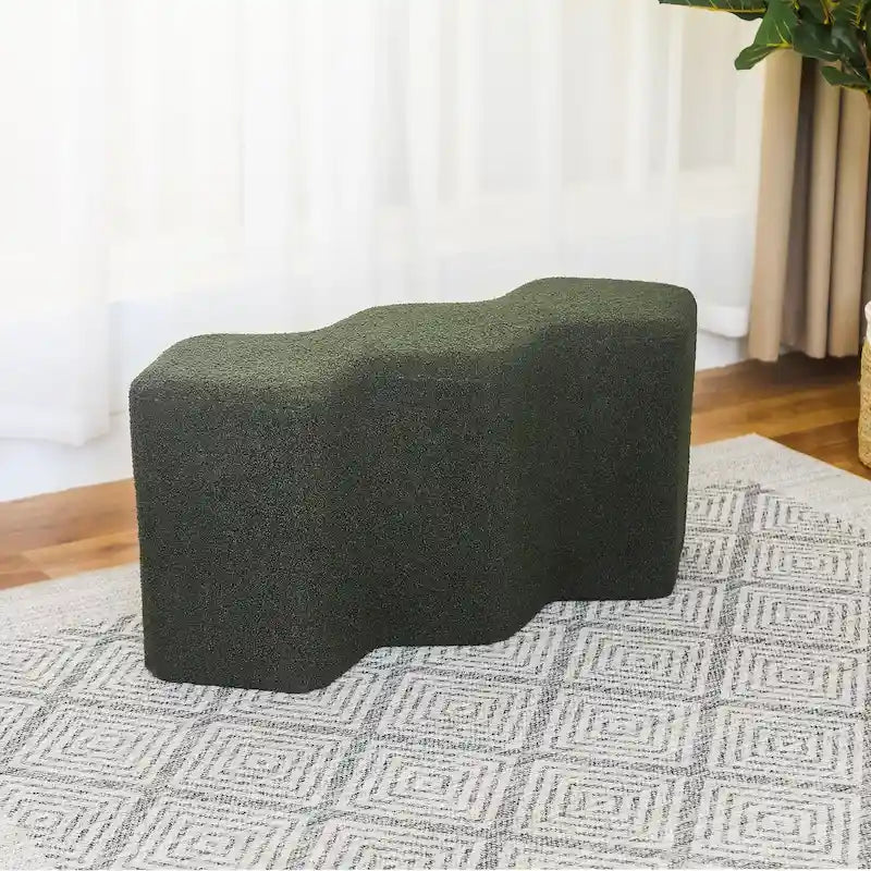 35" Velvet Polygon Ottoman Bench Foot Stool
