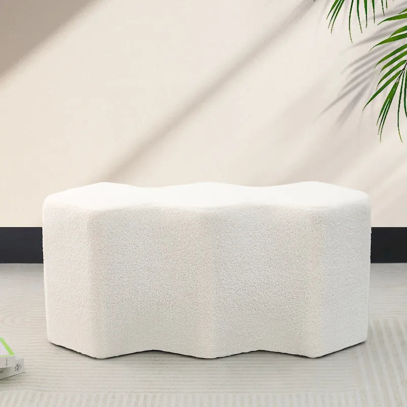 35" Velvet Polygon Ottoman Bench Foot Stool