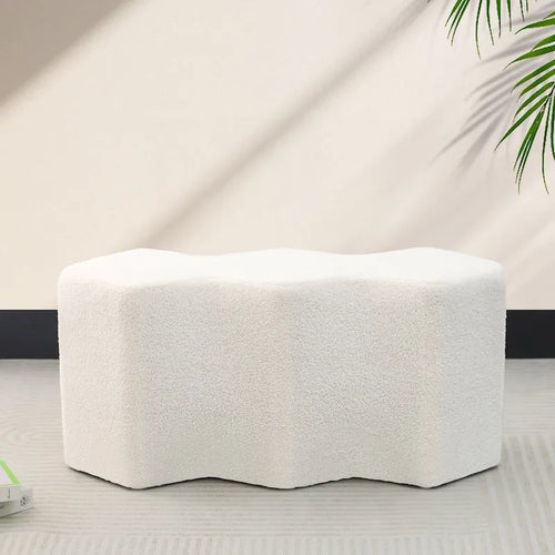 35" Velvet Polygon Ottoman Bench Foot Stool