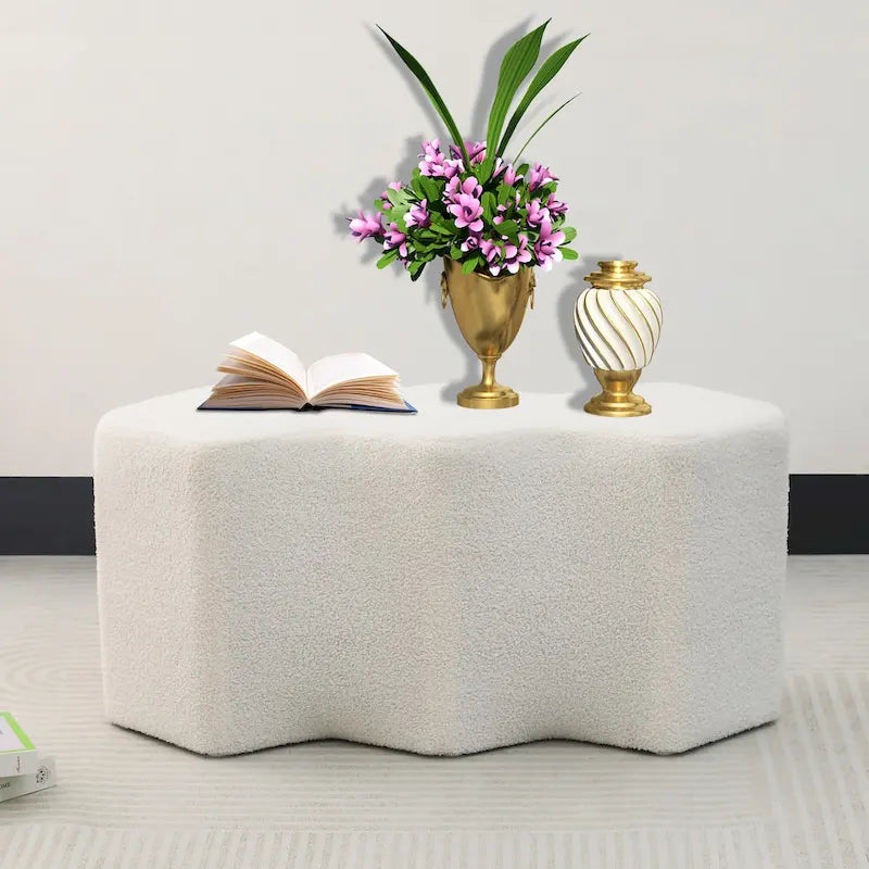 35" Velvet Polygon Ottoman Bench Foot Stool