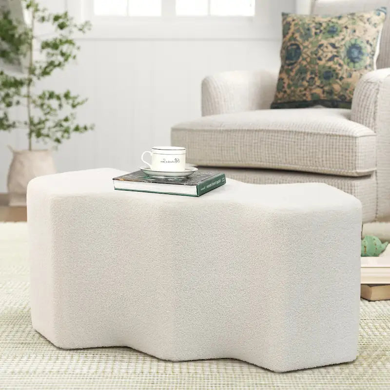 35" Velvet Polygon Ottoman Bench Foot Stool