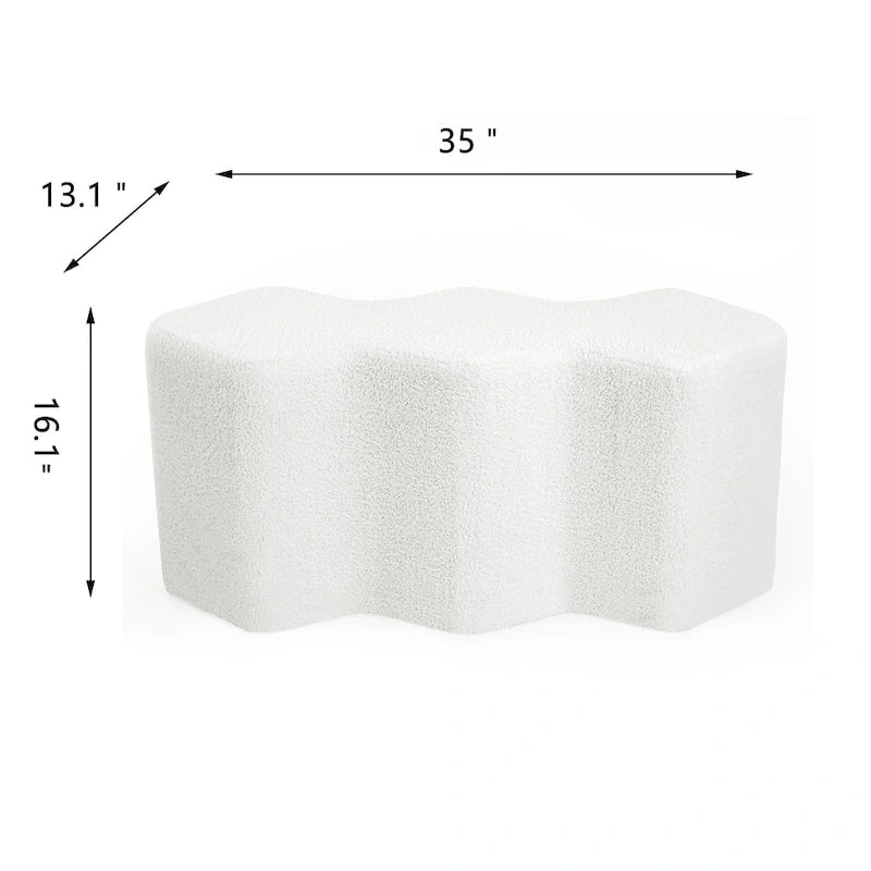 35" Velvet Polygon Ottoman Bench Foot Stool