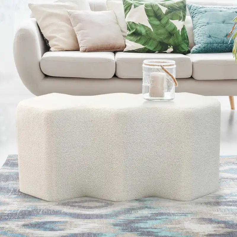 35" Velvet Polygon Ottoman Bench Foot Stool