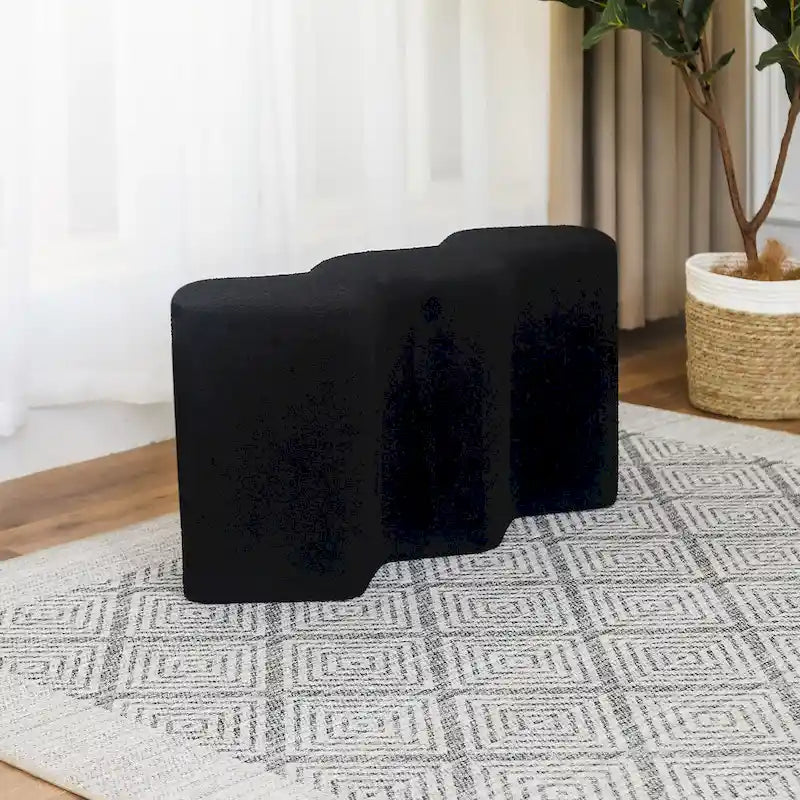 35" Velvet Polygon Ottoman Bench Foot Stool