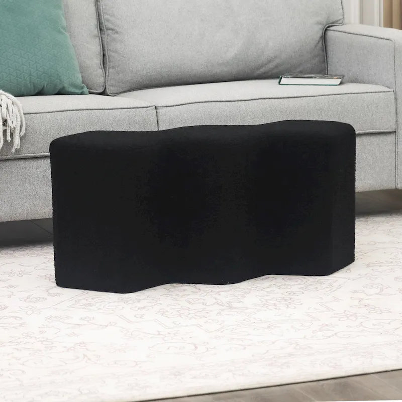35" Velvet Polygon Ottoman Bench Foot Stool